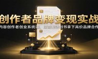 创作者品牌变现实战:内容创作者创业系统课,用商业计划书拿下高价品牌合作