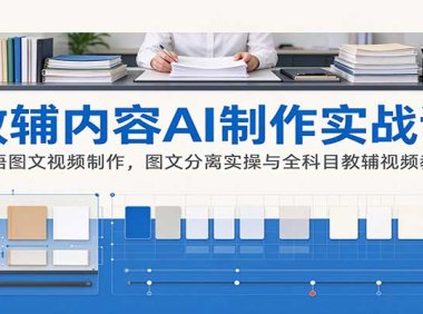 AI制作教辅内容实战课:英语图文视频制作,图文分离实操与全科目教辅视频教学