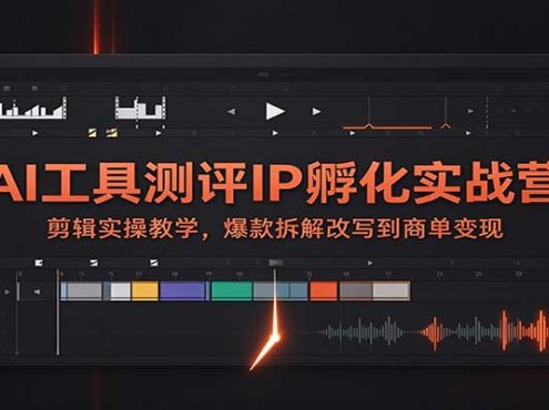 AI工具测评IP孵化实战营:剪辑实操教学,爆款拆解改写到商单变现
