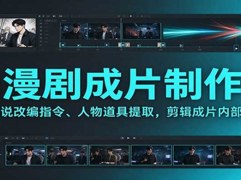 AI漫剧成片制作课:小说改编指令、人物道具提取,剪辑成片全流程