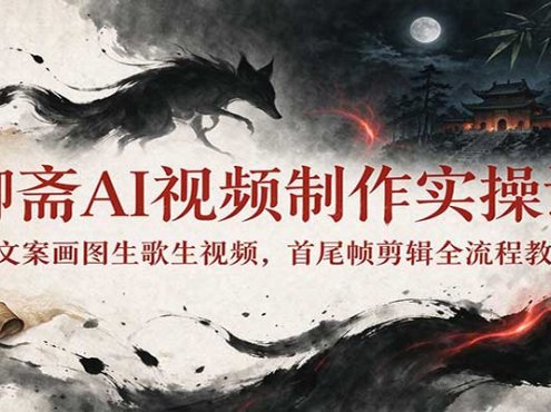 聊斋AI视频制作实操课:文案画图生歌生视频,首尾帧剪辑全流程教学