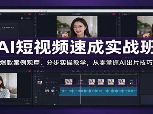 AI短视频速成实战班:爆款案例观摩、分步实操教学,从零掌握AI出片技巧