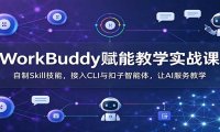 WorkBuddy赋能教学实战课:自制Skill技能,接入CLI与扣子智能体,让AI服务教学