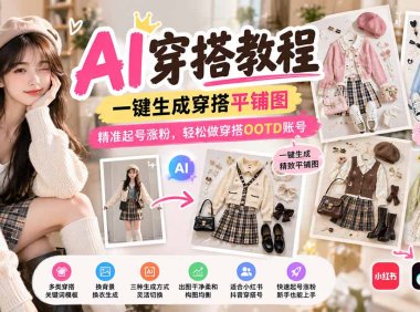 【无水印】AI穿搭教程|一键生成穿搭平铺图,精准起号涨粉,轻松做穿搭OOTD账号