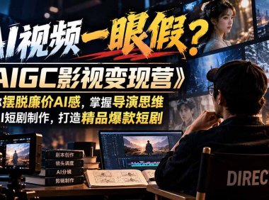 【无水印】AI视频一眼假?《AIGC影视变现营》教你摆脱廉价AI感,掌握导演思维与AI短剧制作,打造精品爆款短剧