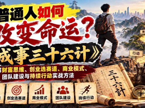 普通人如何改变命运?《成事三十六计》拆解财富思维、创业选赛道、商业模式、团队建设与持续行动实战方法