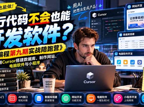 一行代码不会也能开发软件?《AI编程第九期实战陪跑营》教你用Cursor搭建数据库、制作网站、电脑软件与小程序