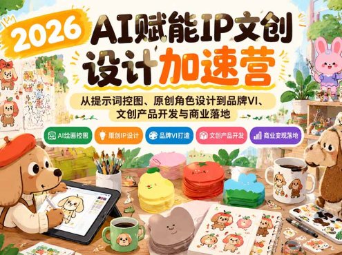 2026AI赋能IP文创设计加速营:从提示词控图、原创角色设计到品牌VI、文创产品开发与商业落地