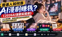 普通人如何靠AI漫剧赚钱？《2026AI漫剧实操课》从小说改编、角色场景生成到视频制作、账号运营与接单变现