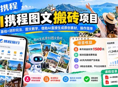 AI携程图文搬砖项目，基础+进阶玩法，图文教学，借助AI直接生成原创素材，操作简单