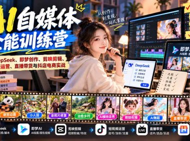 【无水印】AI+自媒体全能训练营：涵盖DeepSeek、即梦创作、剪映剪辑、短视频运营、直播带货与抖店电商实战