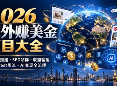 2026海外赚美金项目大全：独立站搭建、SEO站群、联盟营销、Pinterest引流与AI变现全流程