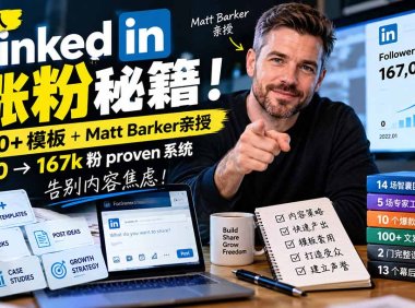 【无水印】忙人LinkedI 涨粉秘籍!130+模板+Matt Barker亲授:0→167k粉proven系统,告别内容焦虑【原创双语字幕】