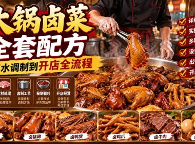 大锅卤菜全套配方,从卤水调制到开店全流程,感觉学会了去摆摊也不错