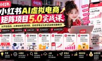 小红书AI虚拟电商矩阵5.0实战课:从开店选品、AI原创到批量测款、自动发笔记与多店运营完整教学