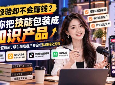 有经验却不会赚钱?教你把技能包装成知识产品,搭建抖音直播间、吸引精准客户并完成私域转化变现