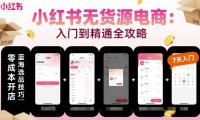 小红书无货源电商,入门到精通,开店+选品+笔记+剪辑+赛道+内容