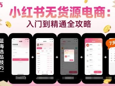 小红书无货源电商,入门到精通,开店+选品+笔记+剪辑+赛道+内容